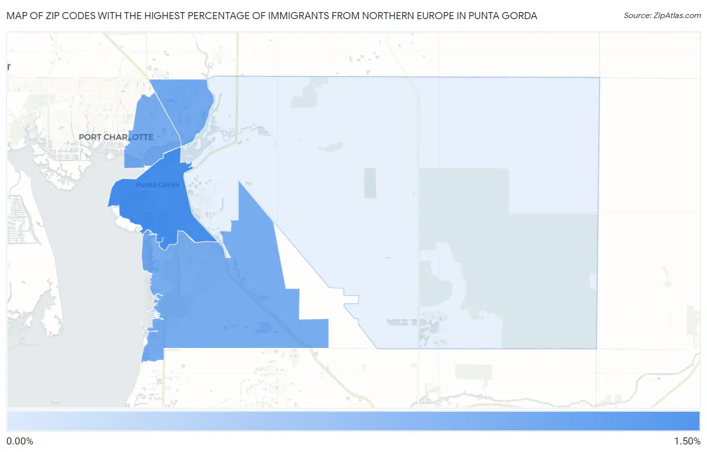 Zip Codes with the Highest Percentage of Immigrants from Northern Europe in Punta Gorda Map