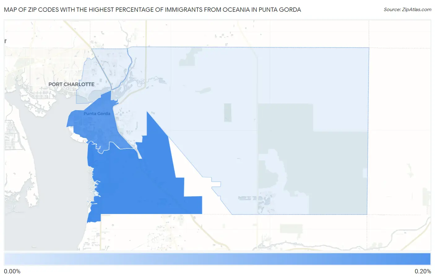 Zip Codes with the Highest Percentage of Immigrants from Oceania in Punta Gorda Map