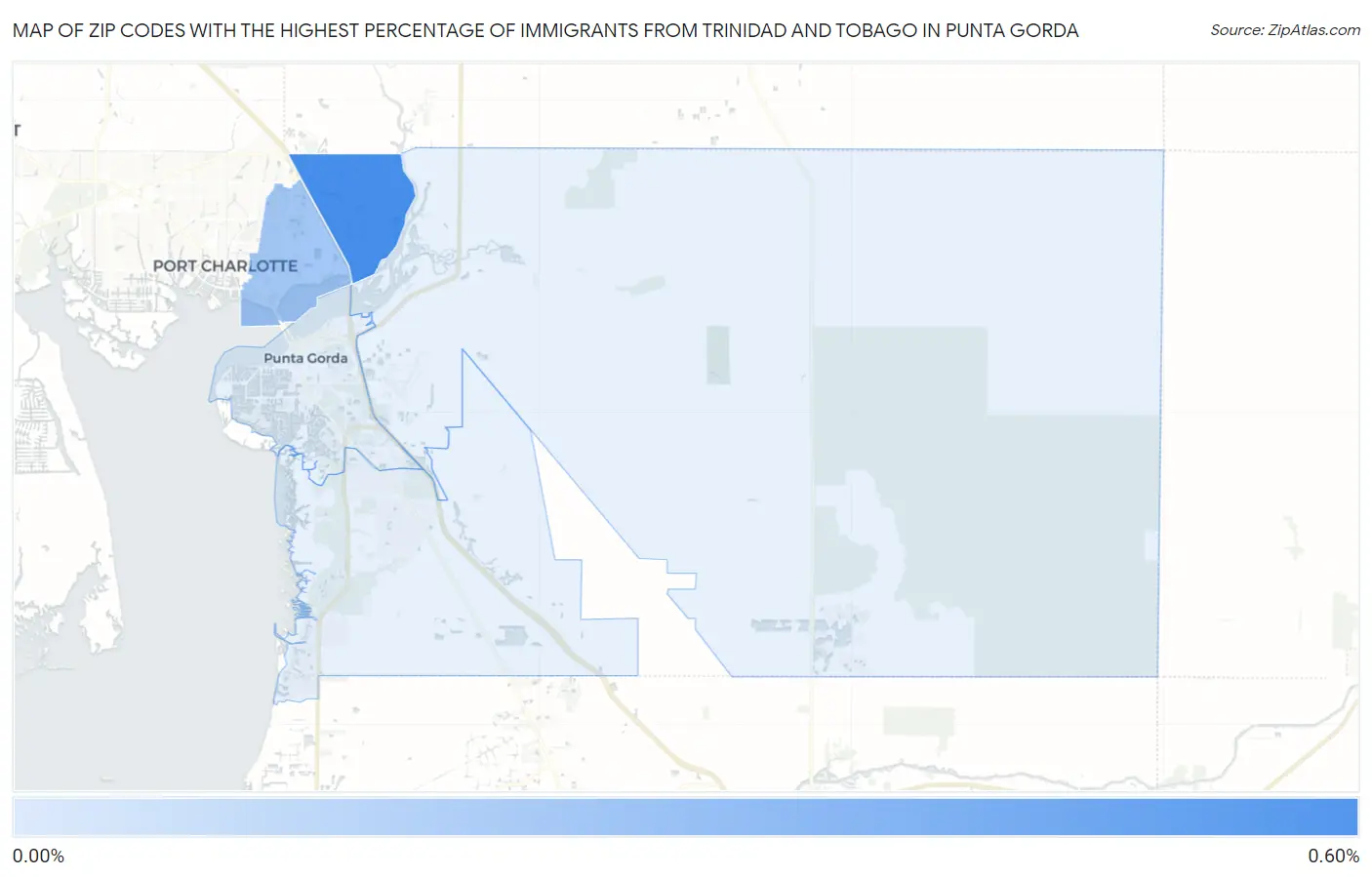 Zip Codes with the Highest Percentage of Immigrants from Trinidad and Tobago in Punta Gorda Map