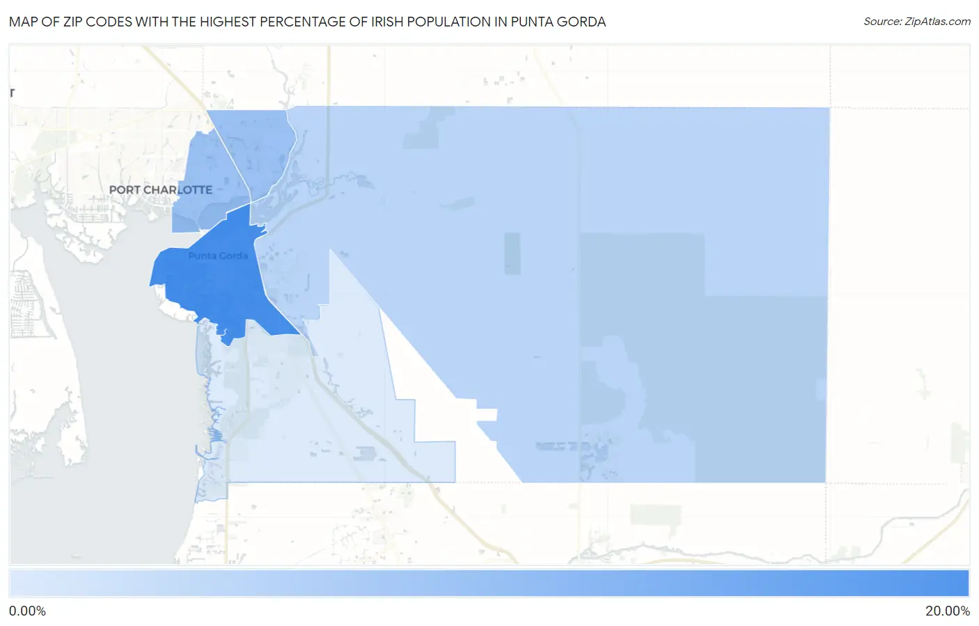 Zip Codes with the Highest Percentage of Irish Population in Punta Gorda Map