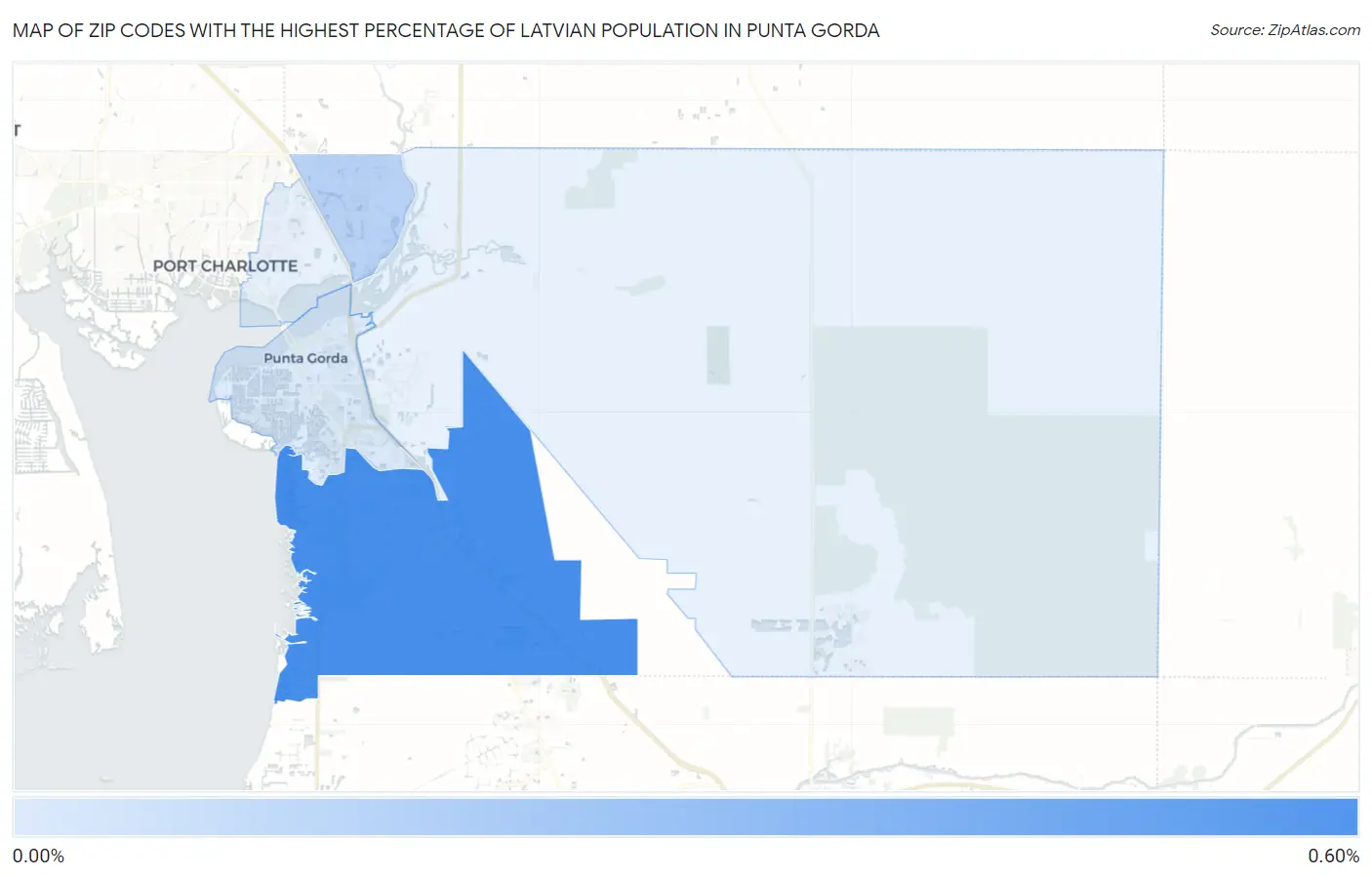 Zip Codes with the Highest Percentage of Latvian Population in Punta Gorda Map