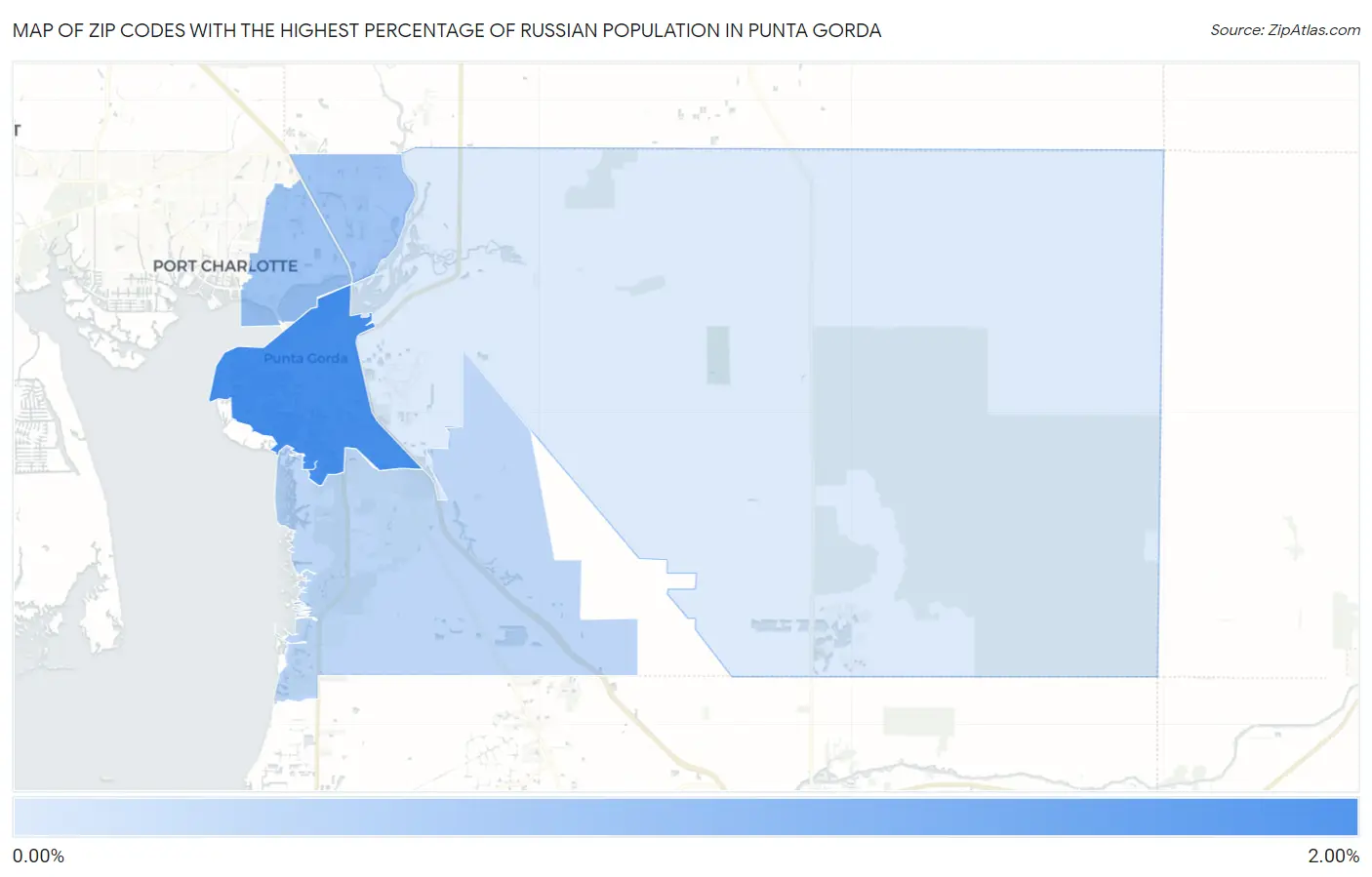 Zip Codes with the Highest Percentage of Russian Population in Punta Gorda Map