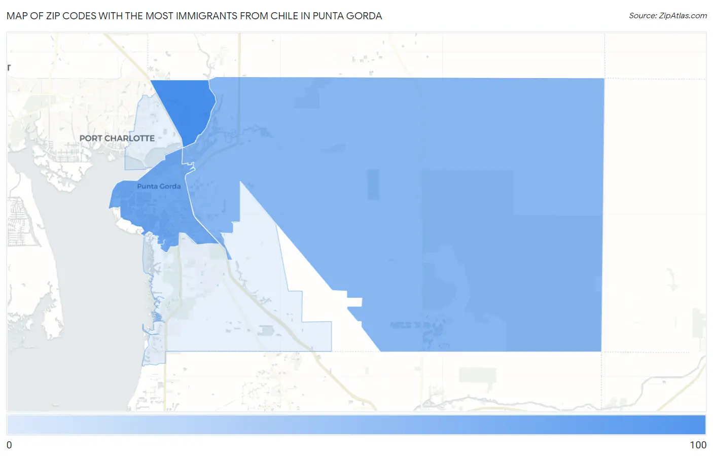 Zip Codes with the Most Immigrants from Chile in Punta Gorda Map