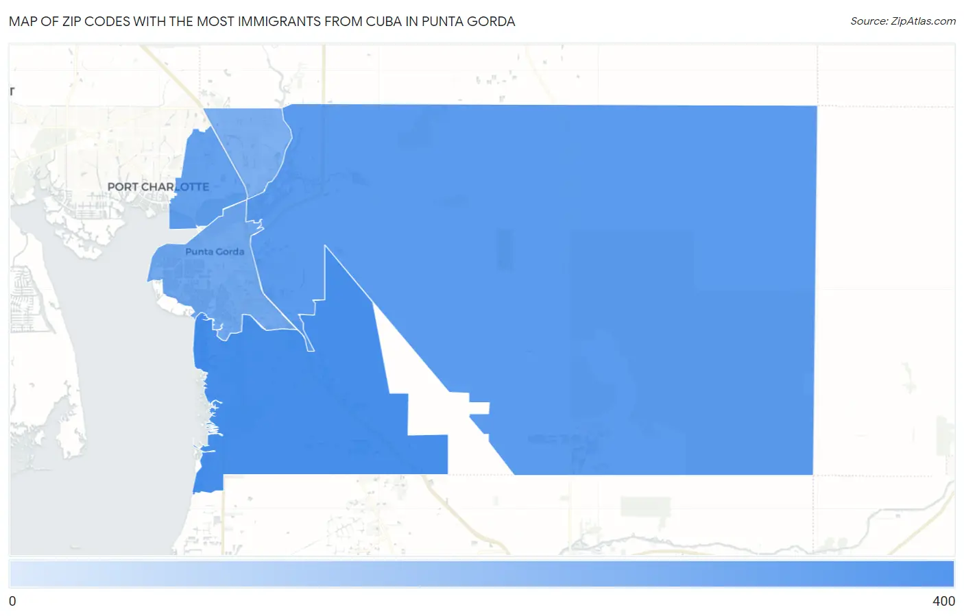 Zip Codes with the Most Immigrants from Cuba in Punta Gorda Map