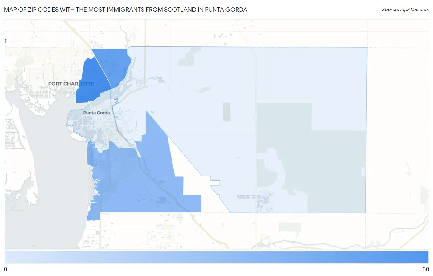 Zip Codes with the Most Immigrants from Scotland in Punta Gorda Map