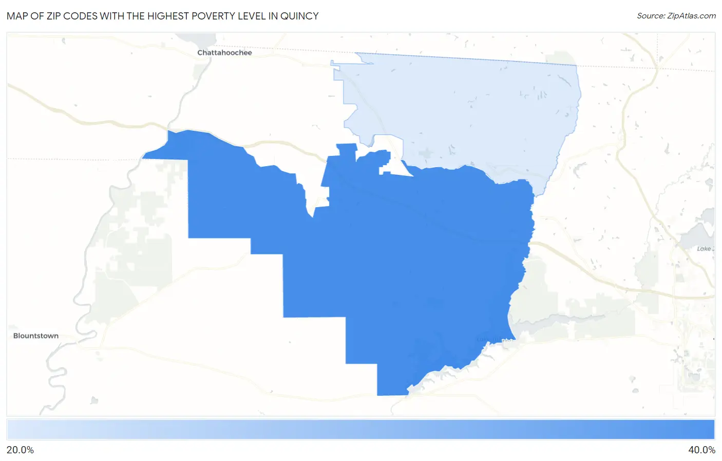 Zip Codes with the Highest Poverty Level in Quincy Map