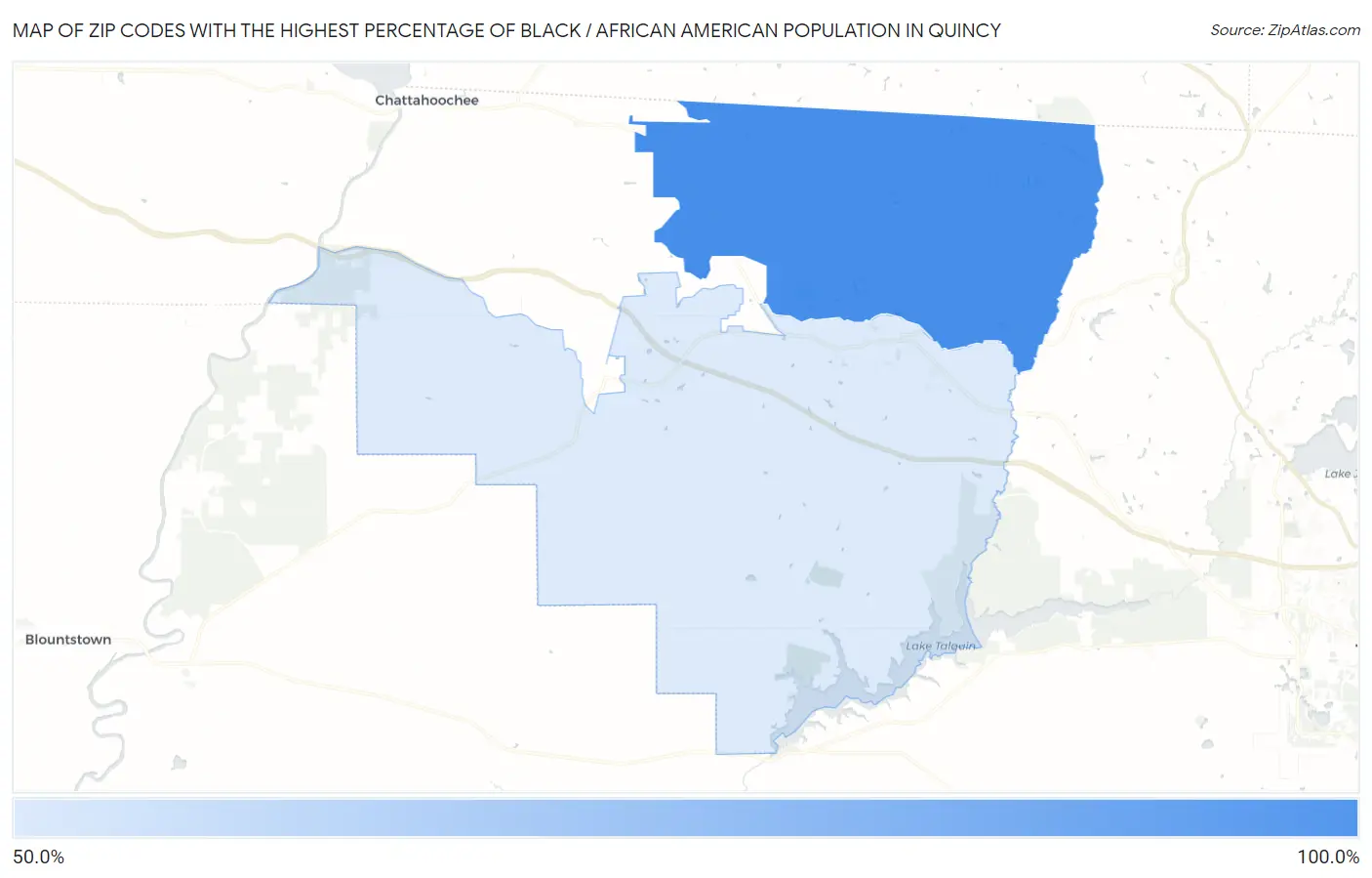 Zip Codes with the Highest Percentage of Black / African American Population in Quincy Map