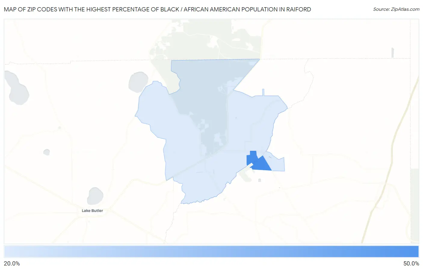 Zip Codes with the Highest Percentage of Black / African American Population in Raiford Map