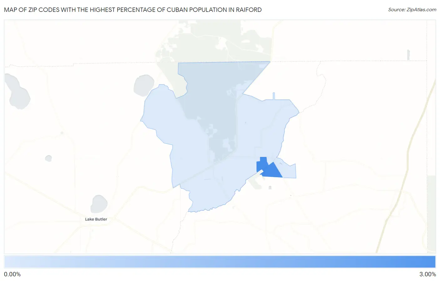 Zip Codes with the Highest Percentage of Cuban Population in Raiford Map