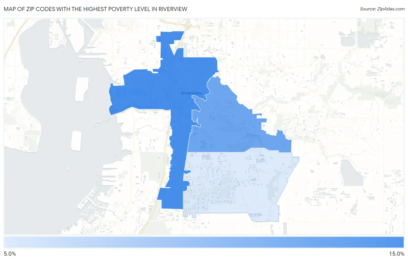 Zip Codes with the Highest Poverty Level in Riverview Map