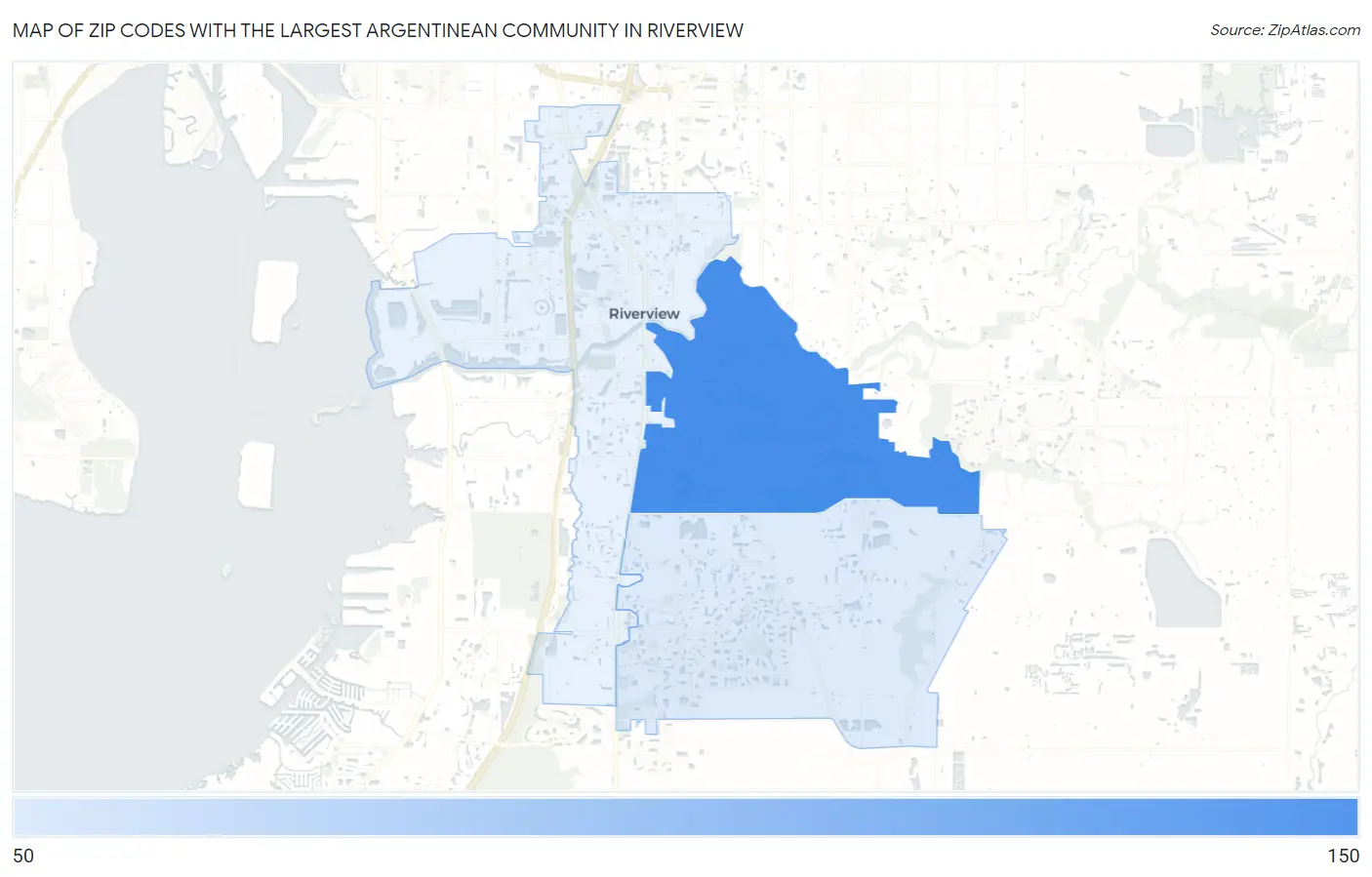 Zip Codes with the Largest Argentinean Community in Riverview Map
