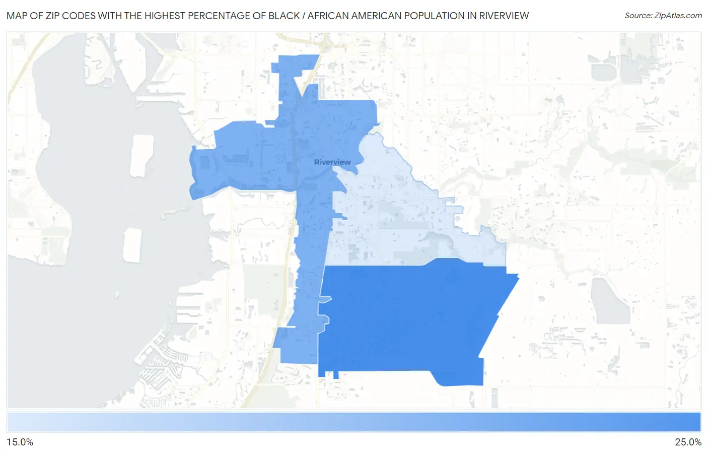 Zip Codes with the Highest Percentage of Black / African American Population in Riverview Map