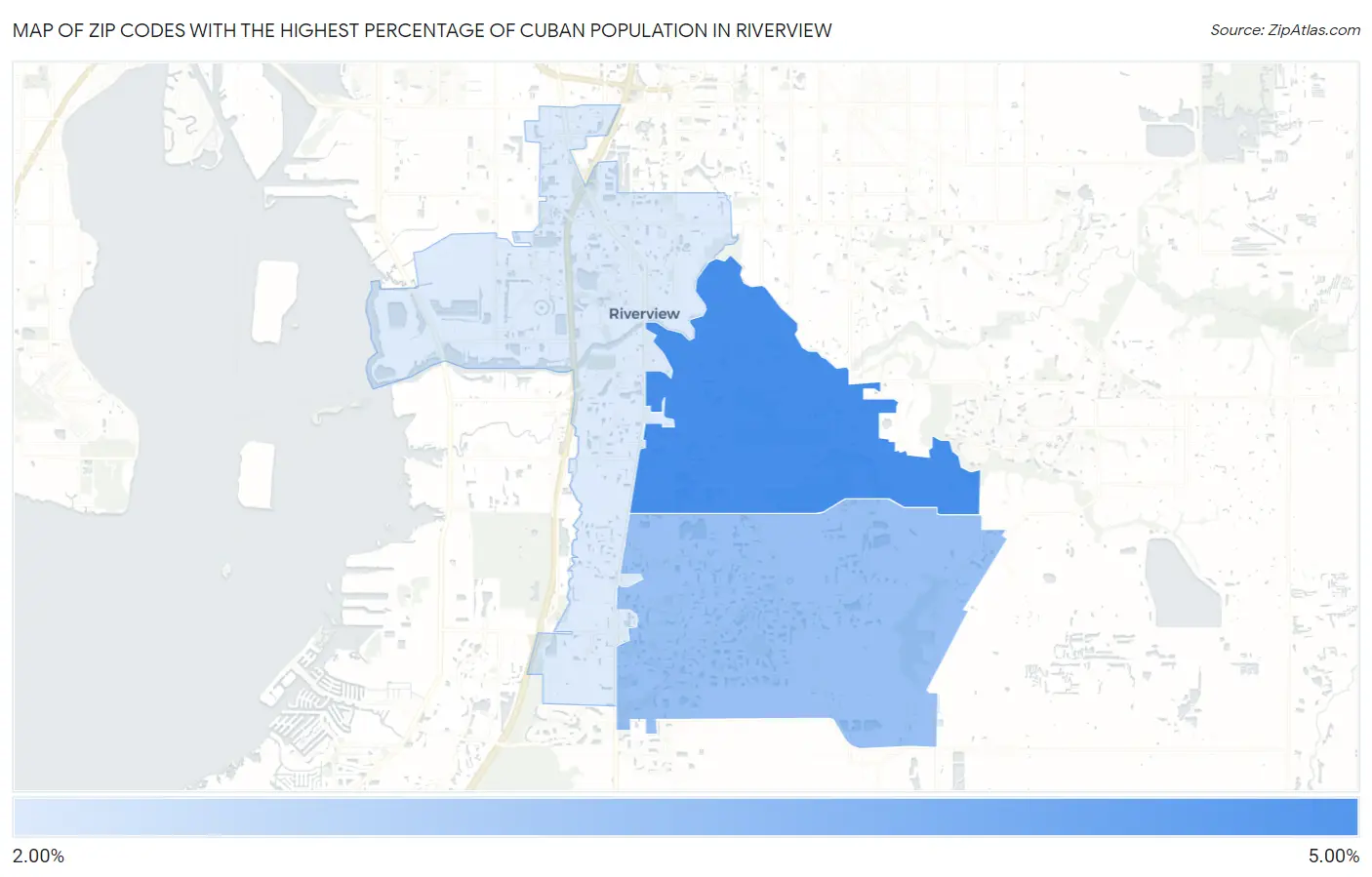 Zip Codes with the Highest Percentage of Cuban Population in Riverview Map