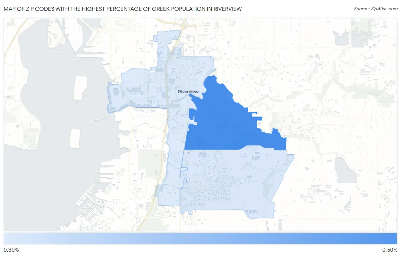 Zip Codes with the Highest Percentage of Greek Population in Riverview Map