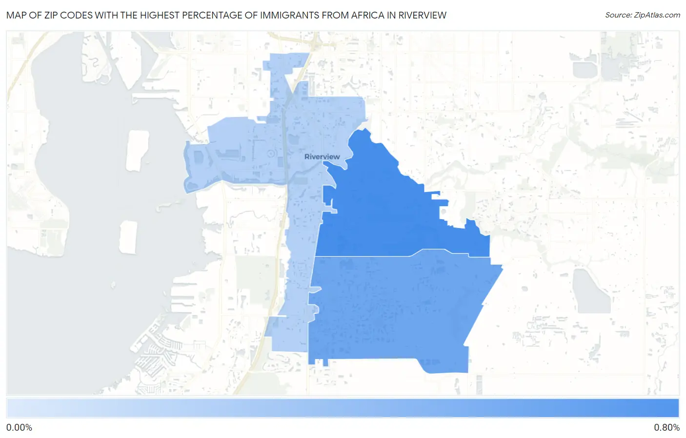 Zip Codes with the Highest Percentage of Immigrants from Africa in Riverview Map