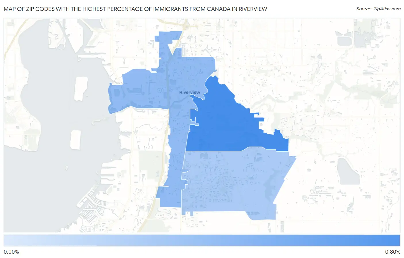 Zip Codes with the Highest Percentage of Immigrants from Canada in Riverview Map