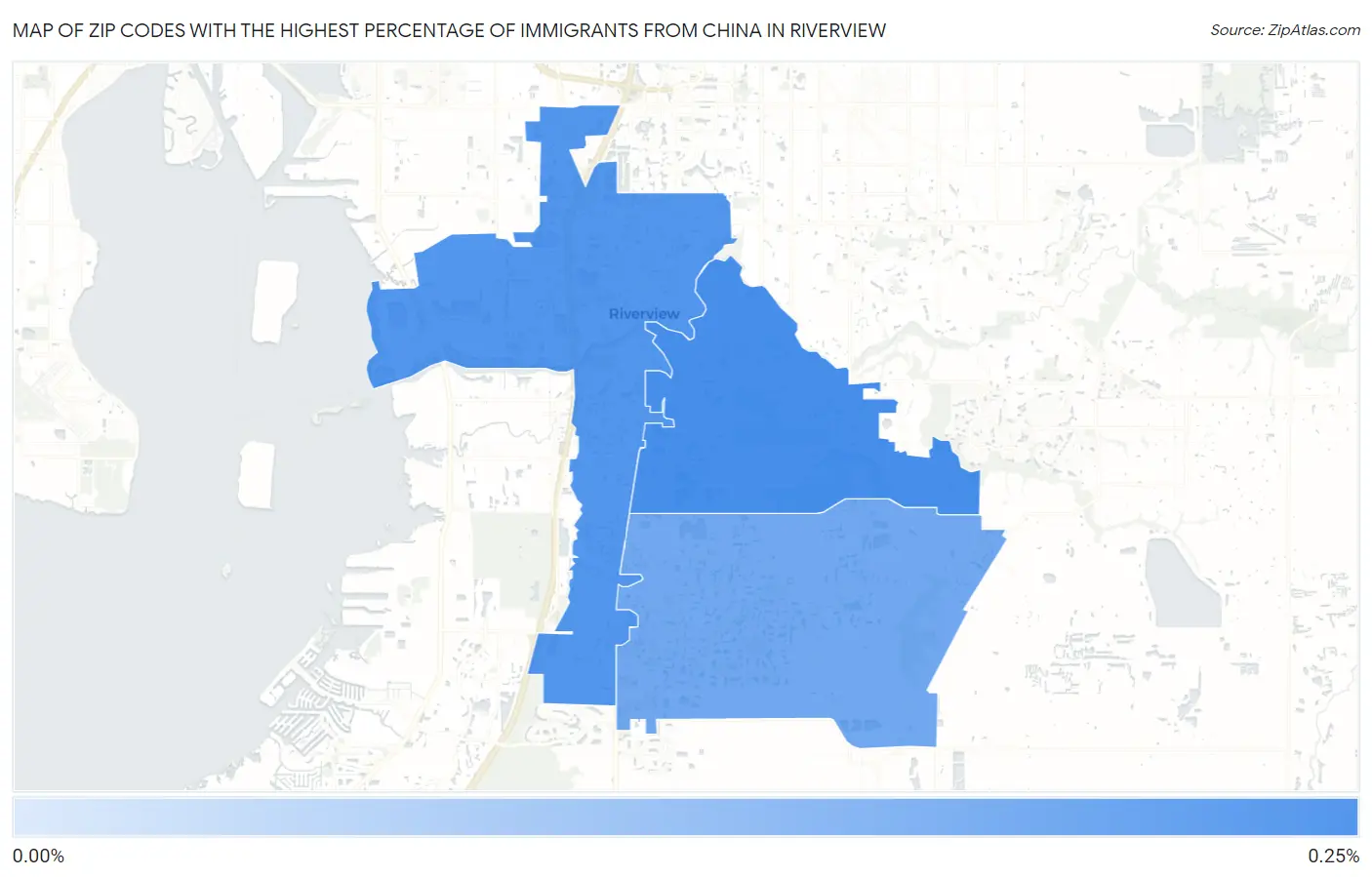 Zip Codes with the Highest Percentage of Immigrants from China in Riverview Map