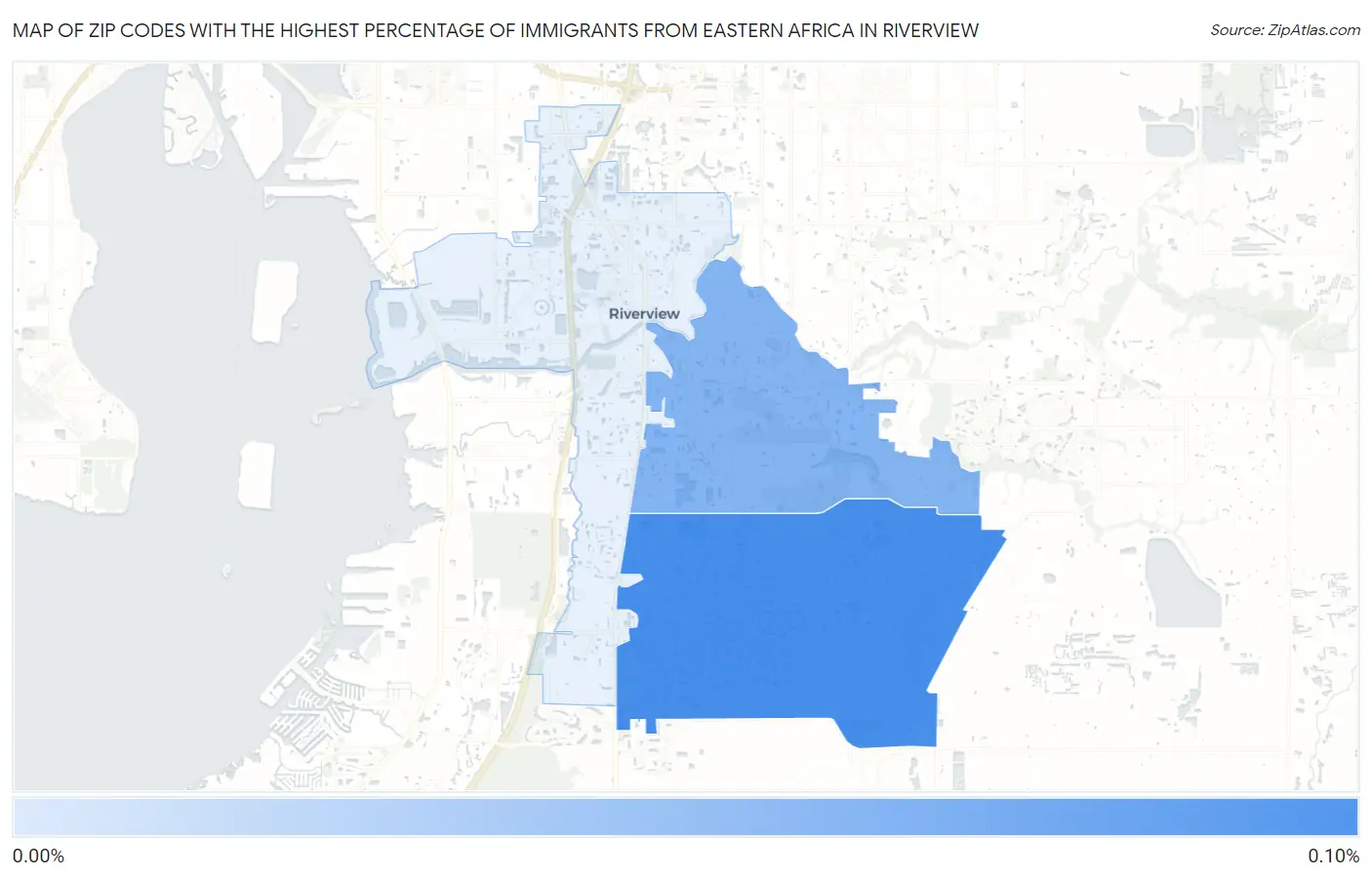 Zip Codes with the Highest Percentage of Immigrants from Eastern Africa in Riverview Map