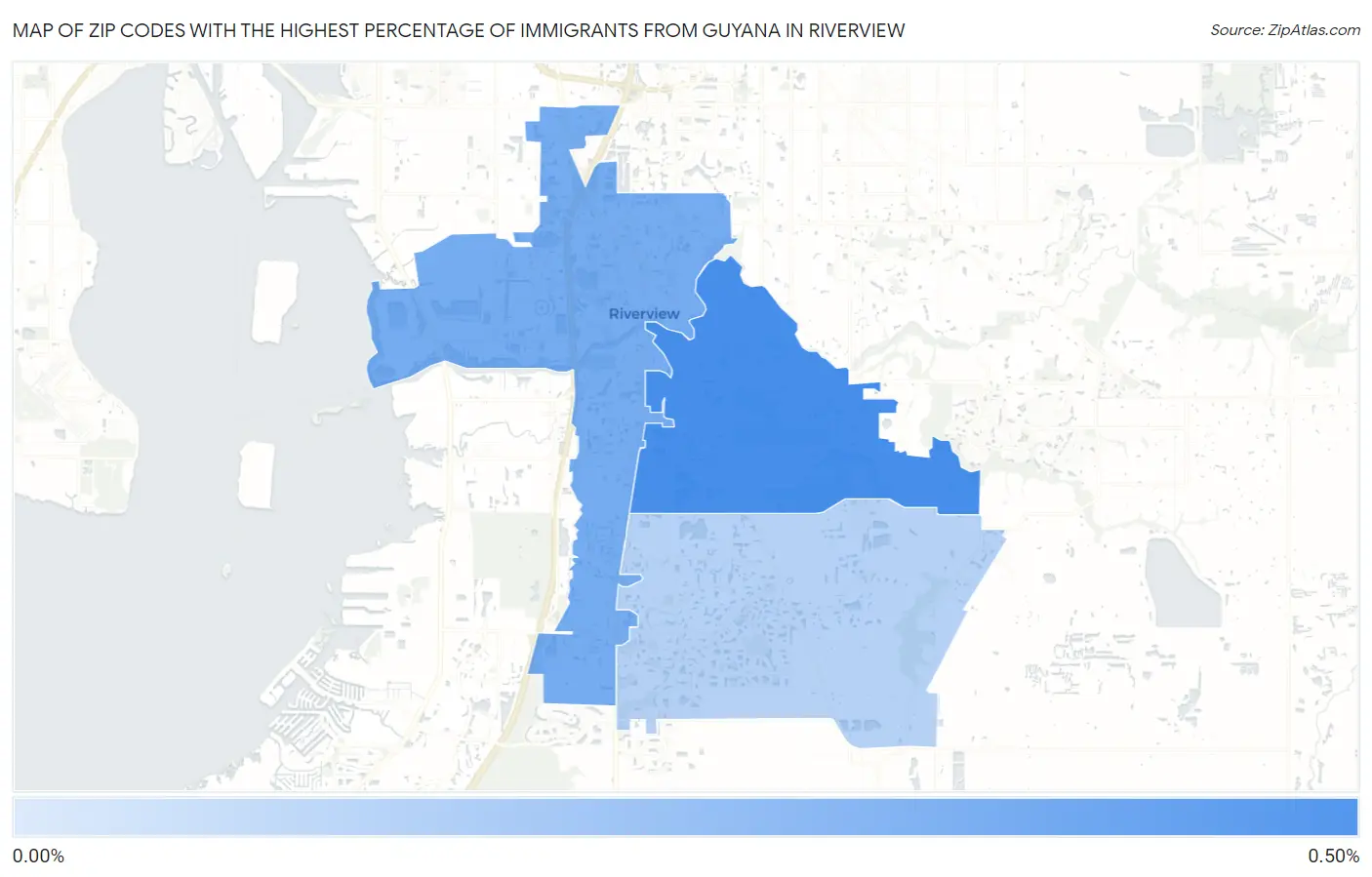 Zip Codes with the Highest Percentage of Immigrants from Guyana in Riverview Map