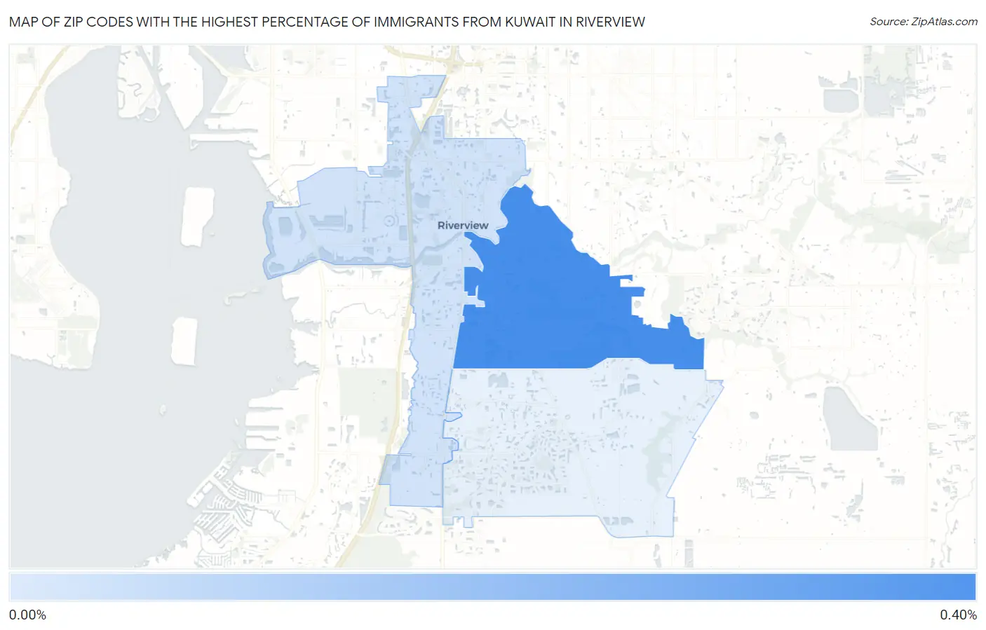 Zip Codes with the Highest Percentage of Immigrants from Kuwait in Riverview Map