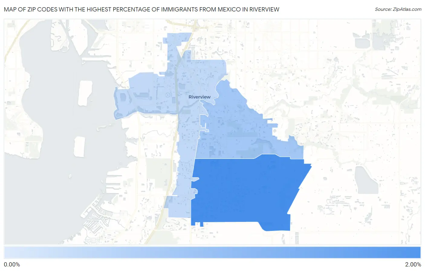 Zip Codes with the Highest Percentage of Immigrants from Mexico in Riverview Map