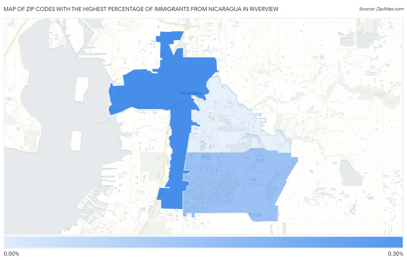 Zip Codes with the Highest Percentage of Immigrants from Nicaragua in Riverview Map
