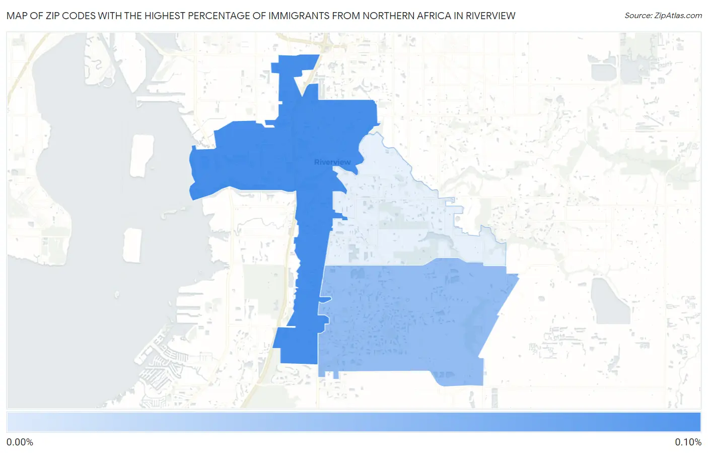 Zip Codes with the Highest Percentage of Immigrants from Northern Africa in Riverview Map