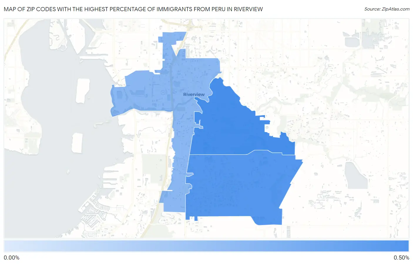 Zip Codes with the Highest Percentage of Immigrants from Peru in Riverview Map