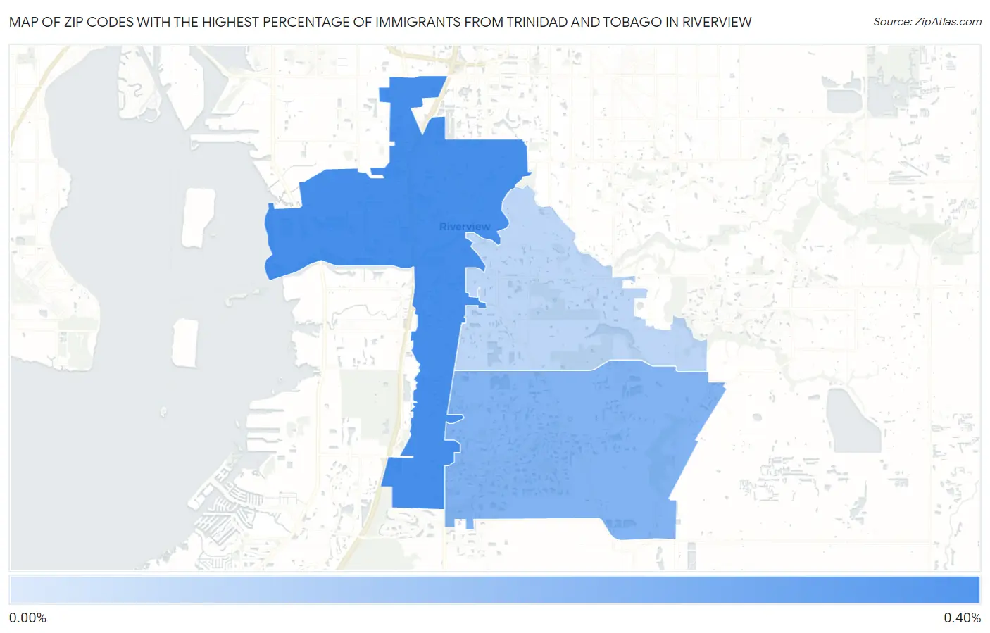 Zip Codes with the Highest Percentage of Immigrants from Trinidad and Tobago in Riverview Map