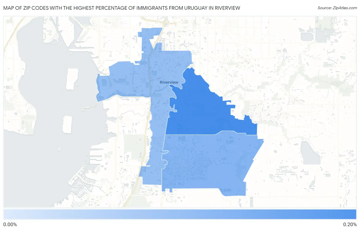 Zip Codes with the Highest Percentage of Immigrants from Uruguay in Riverview Map