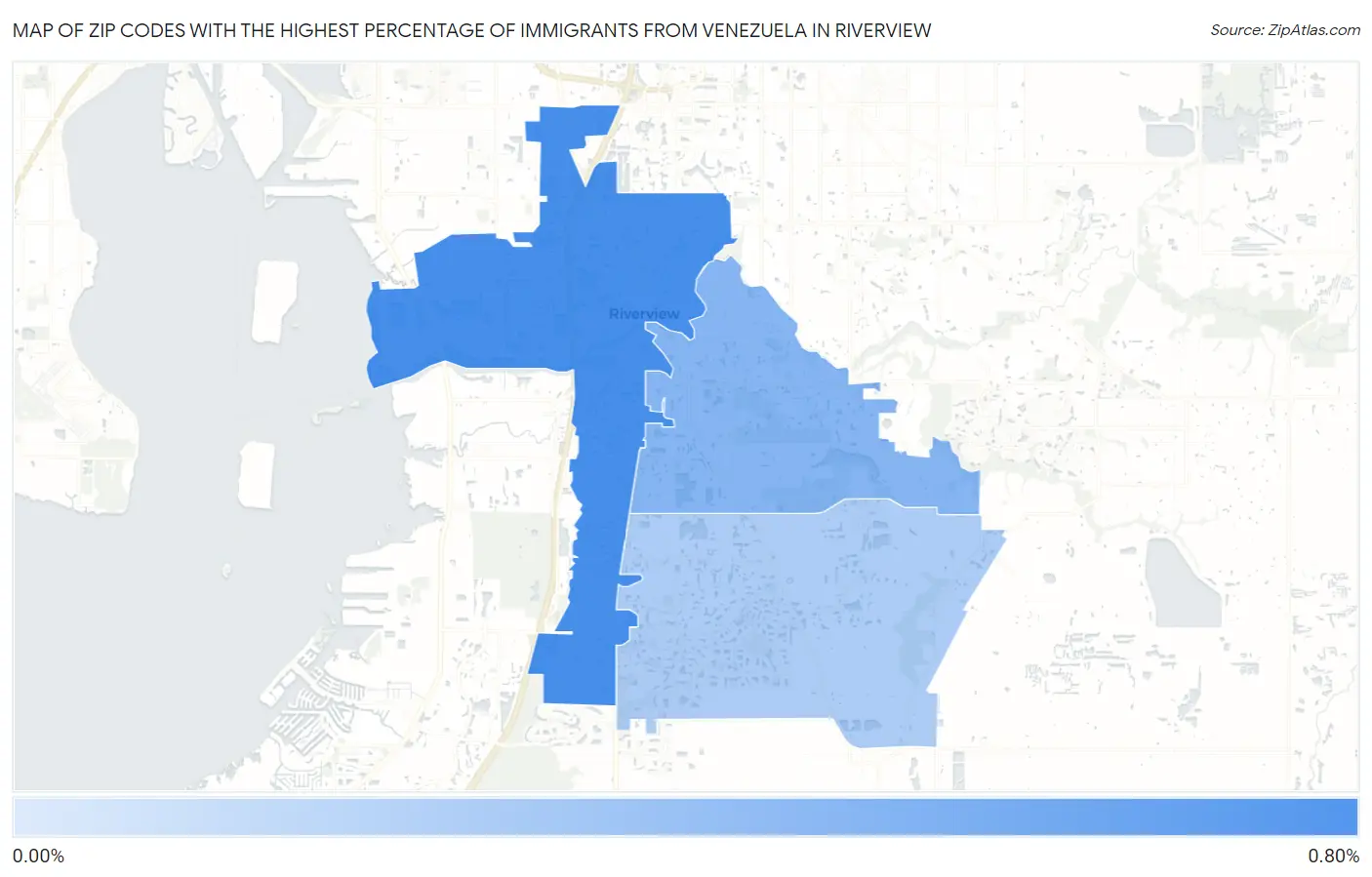 Zip Codes with the Highest Percentage of Immigrants from Venezuela in Riverview Map
