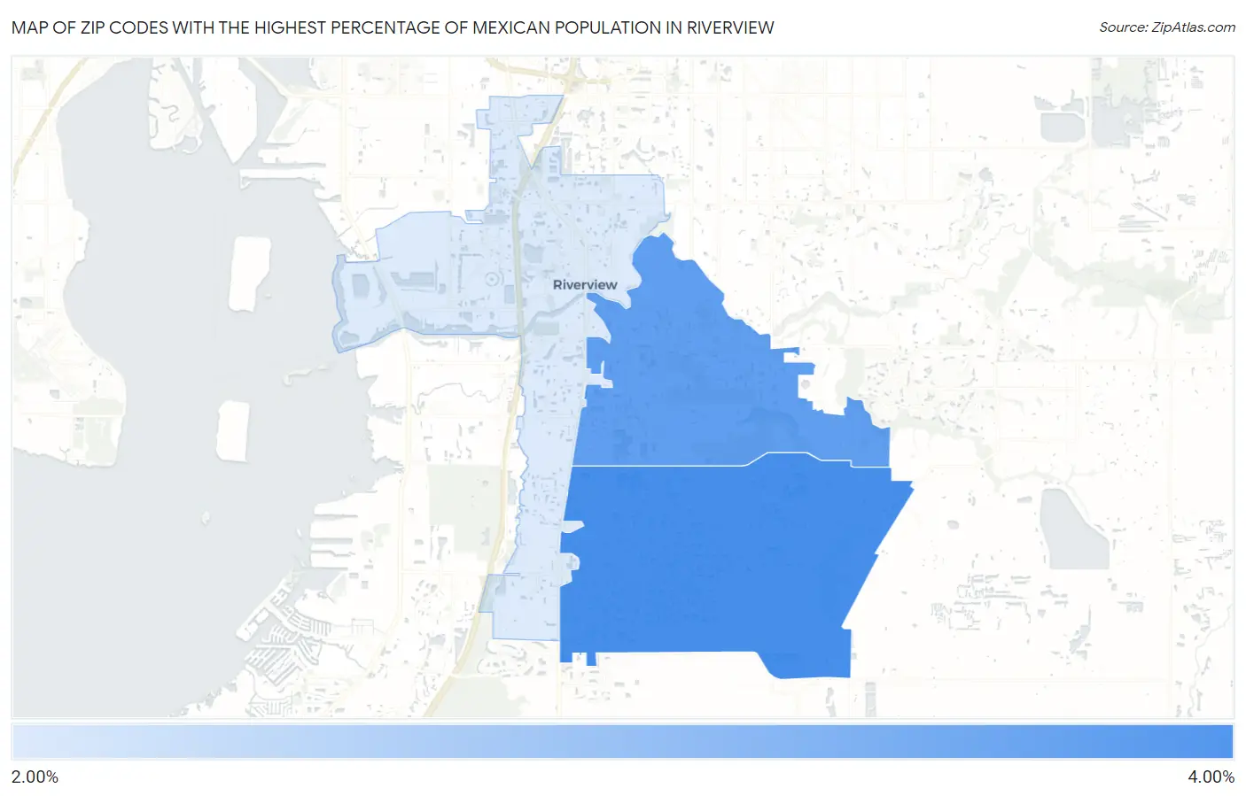 Zip Codes with the Highest Percentage of Mexican Population in Riverview Map