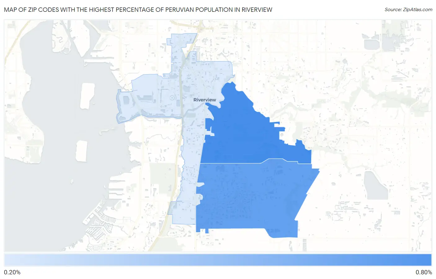 Zip Codes with the Highest Percentage of Peruvian Population in Riverview Map