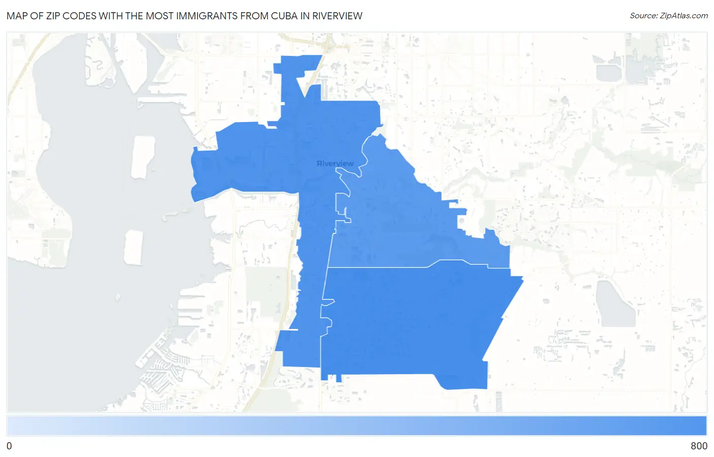 Zip Codes with the Most Immigrants from Cuba in Riverview Map