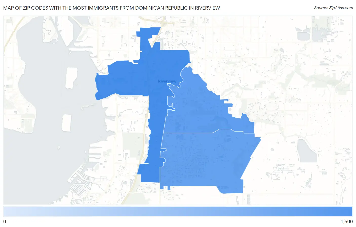 Zip Codes with the Most Immigrants from Dominican Republic in Riverview Map
