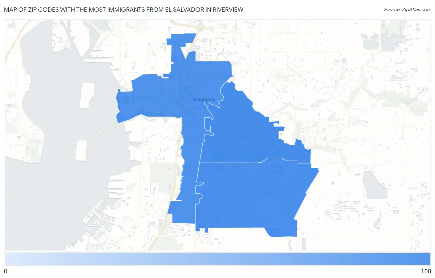 Zip Codes with the Most Immigrants from El Salvador in Riverview Map
