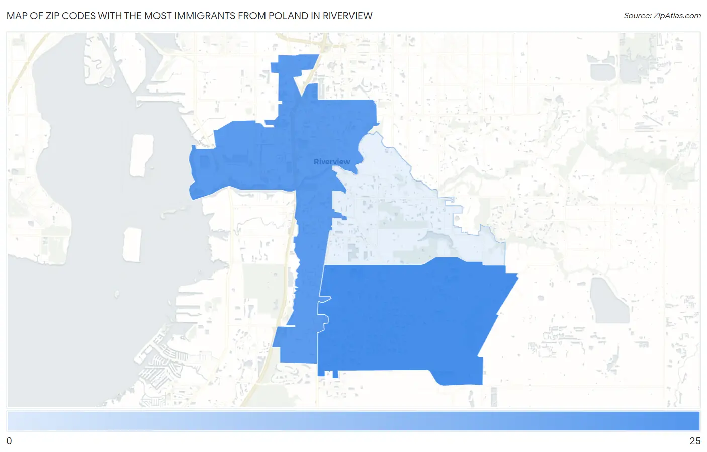 Zip Codes with the Most Immigrants from Poland in Riverview Map