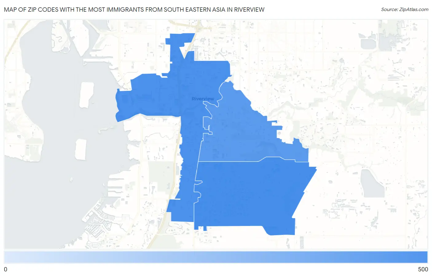 Zip Codes with the Most Immigrants from South Eastern Asia in Riverview Map