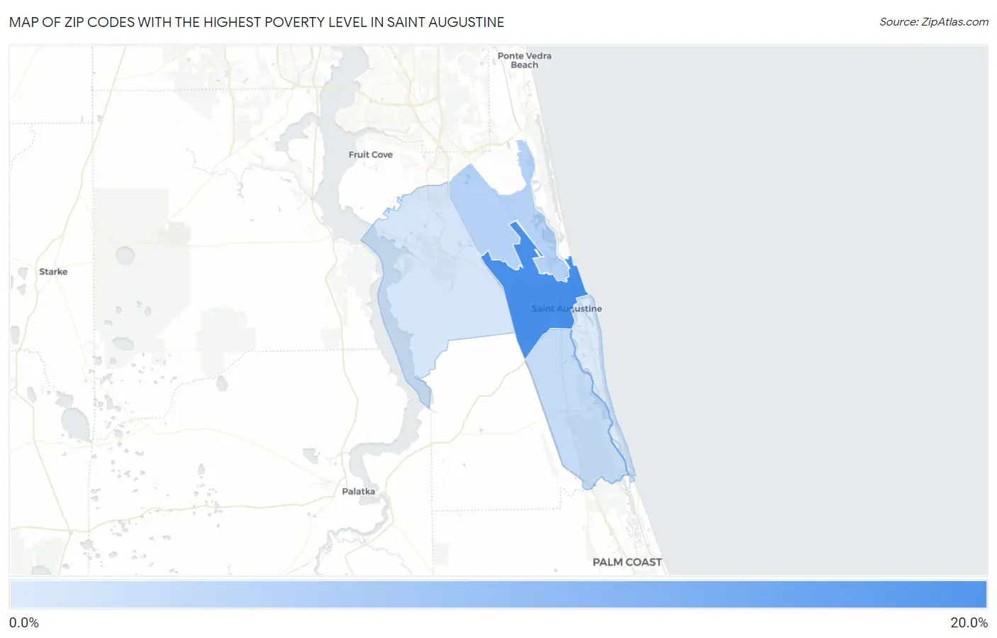 Zip Codes with the Highest Poverty Level in Saint Augustine Map