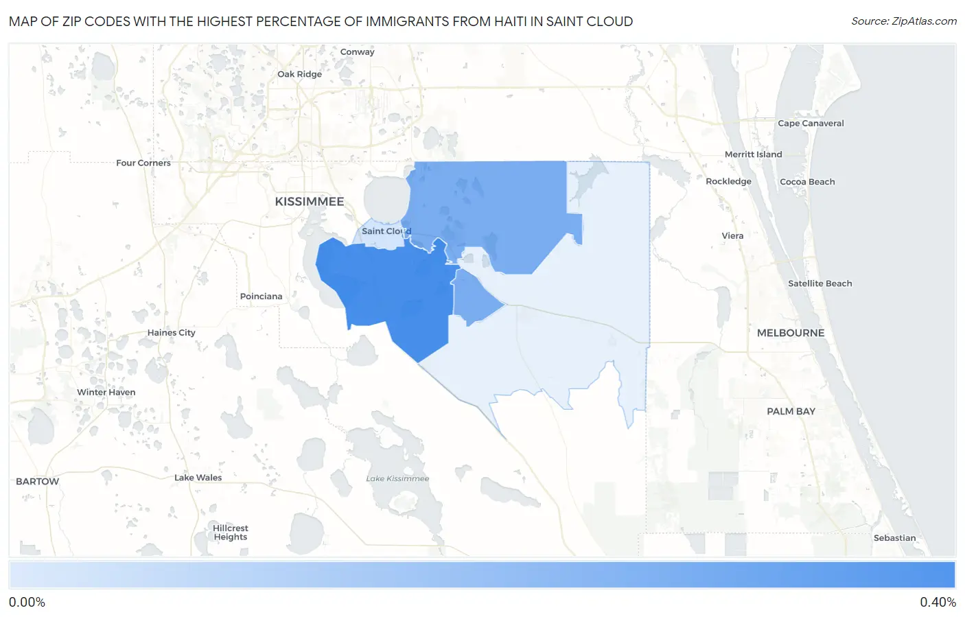 Zip Codes with the Highest Percentage of Immigrants from Haiti in Saint Cloud Map