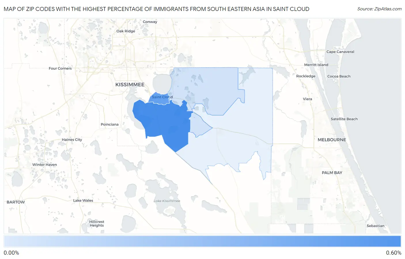 Zip Codes with the Highest Percentage of Immigrants from South Eastern Asia in Saint Cloud Map