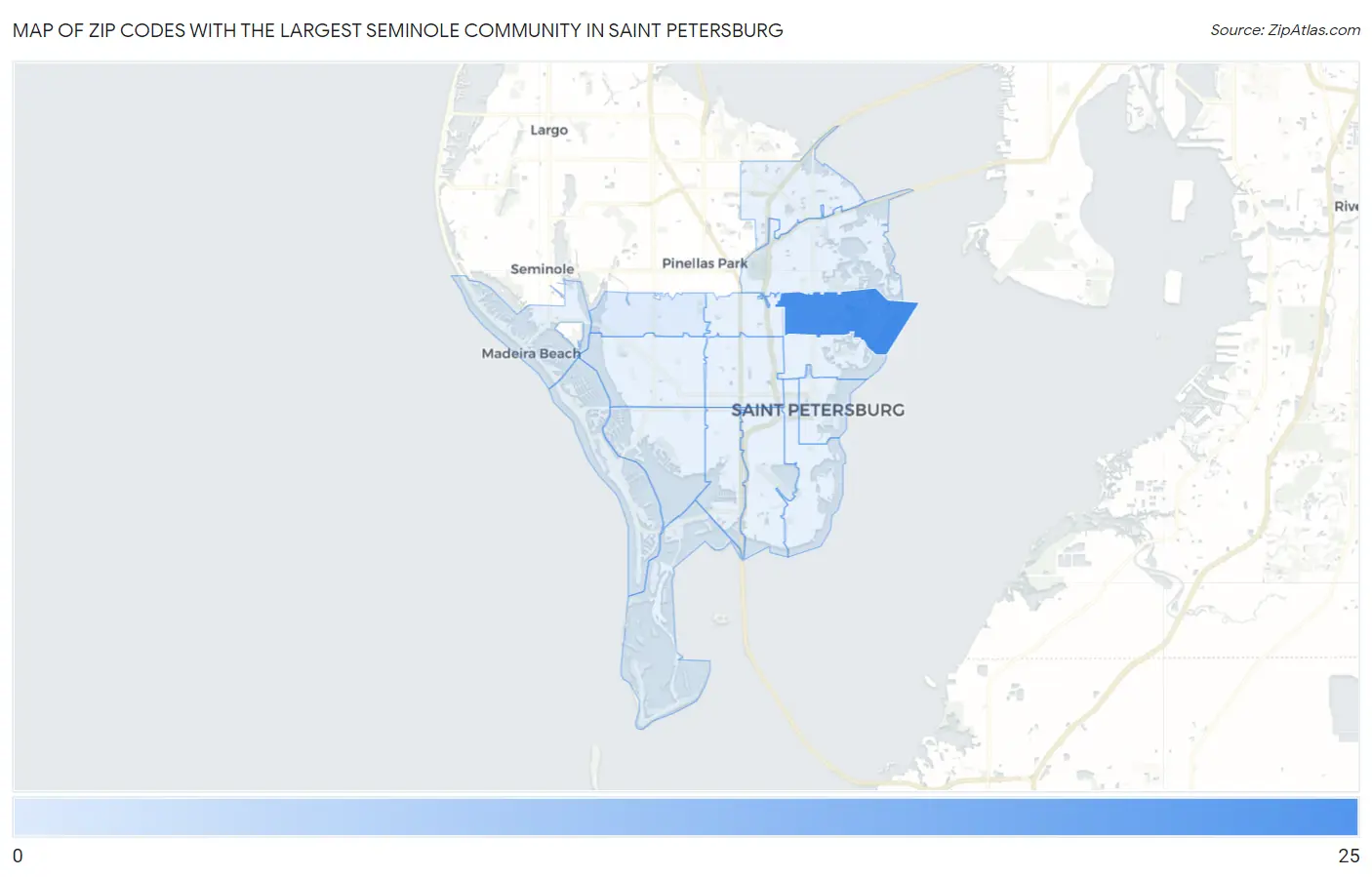 Zip Codes with the Largest Seminole Community in Saint Petersburg Map