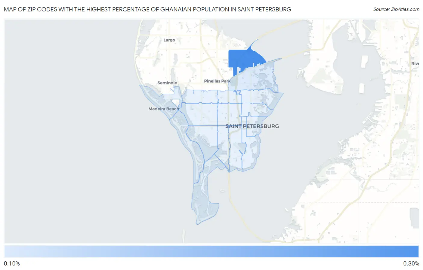 Zip Codes with the Highest Percentage of Ghanaian Population in Saint Petersburg Map