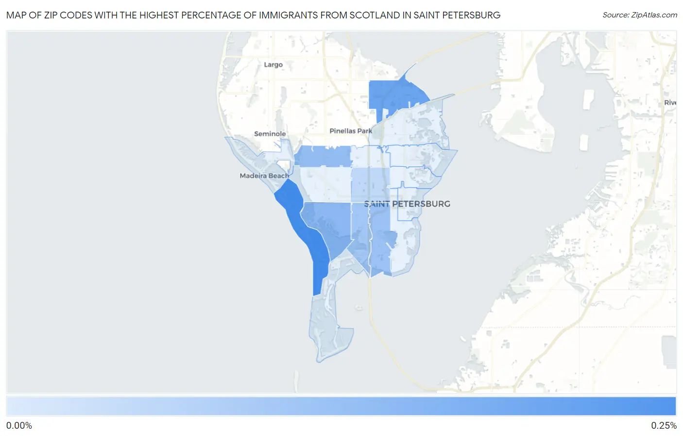 Zip Codes with the Highest Percentage of Immigrants from Scotland in Saint Petersburg Map