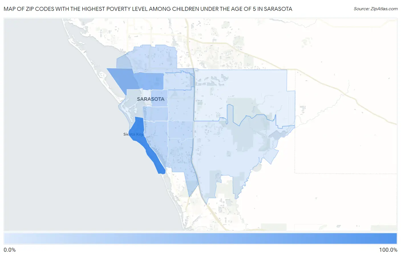 Zip Codes with the Highest Poverty Level Among Children Under the Age of 5 in Sarasota Map