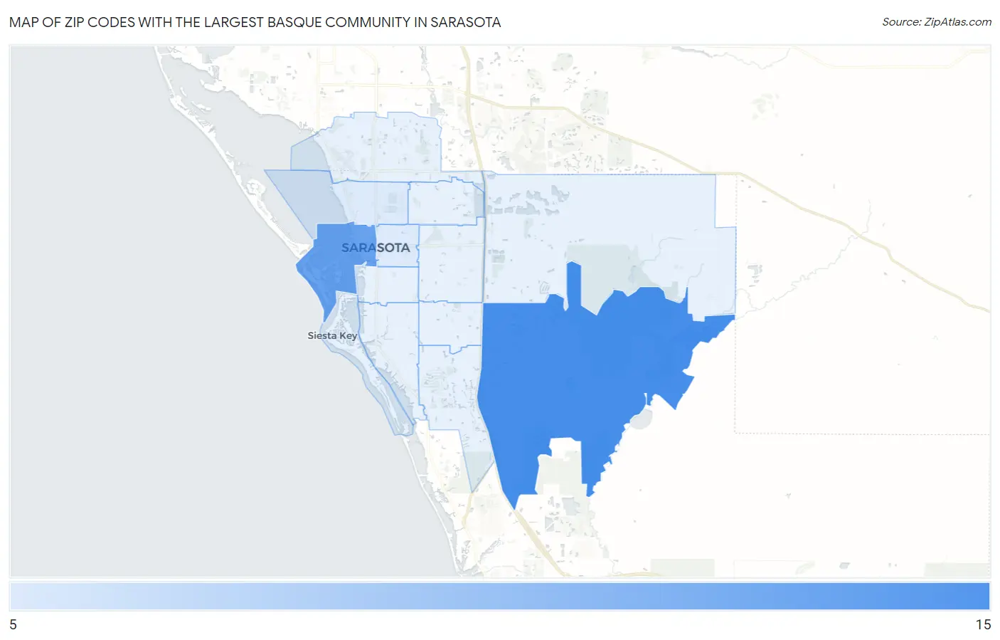 Zip Codes with the Largest Basque Community in Sarasota Map