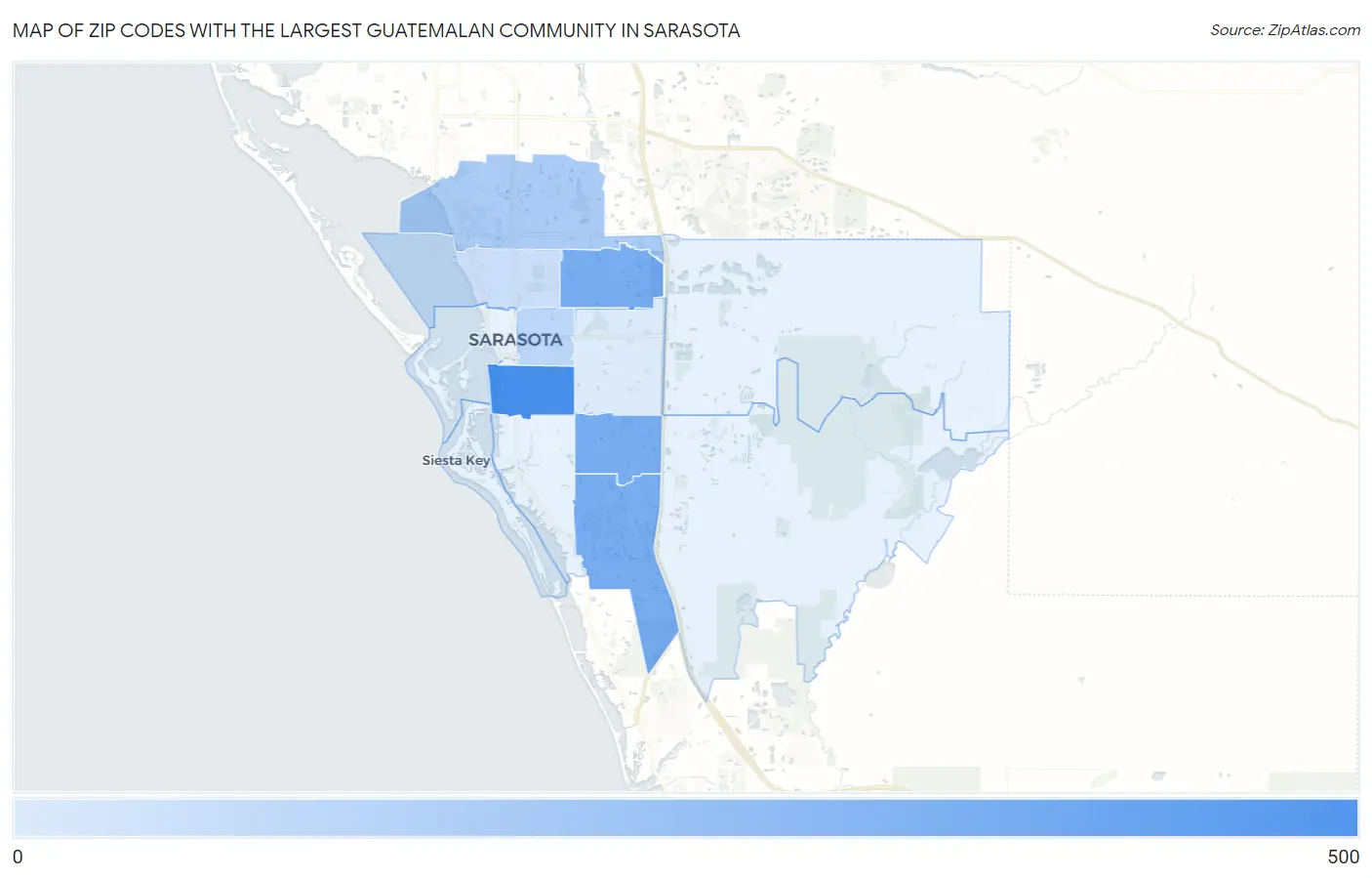 Zip Codes with the Largest Guatemalan Community in Sarasota Map