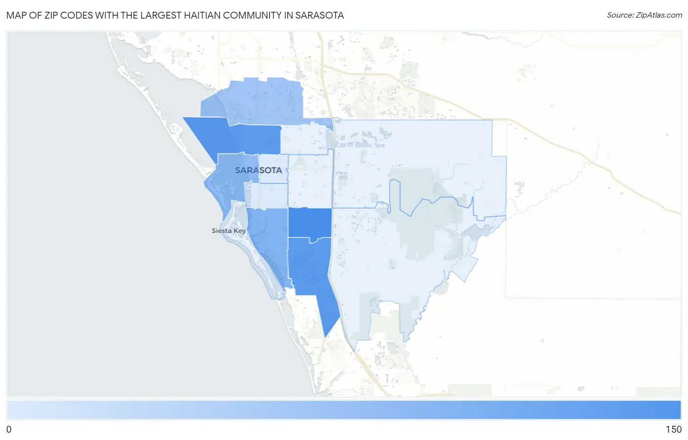 Zip Codes with the Largest Haitian Community in Sarasota Map