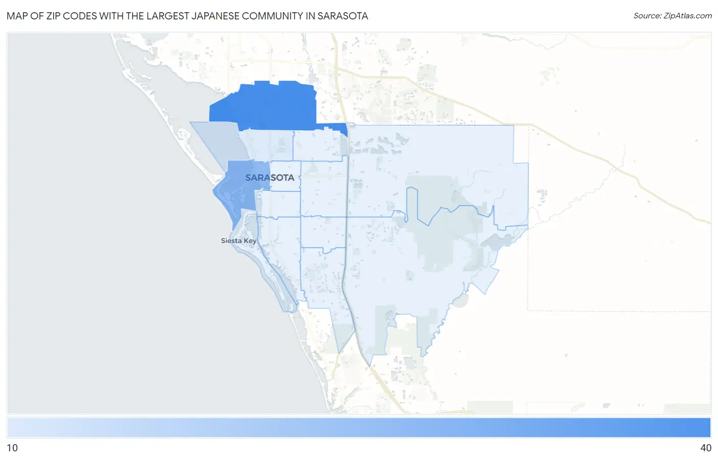 Zip Codes with the Largest Japanese Community in Sarasota Map