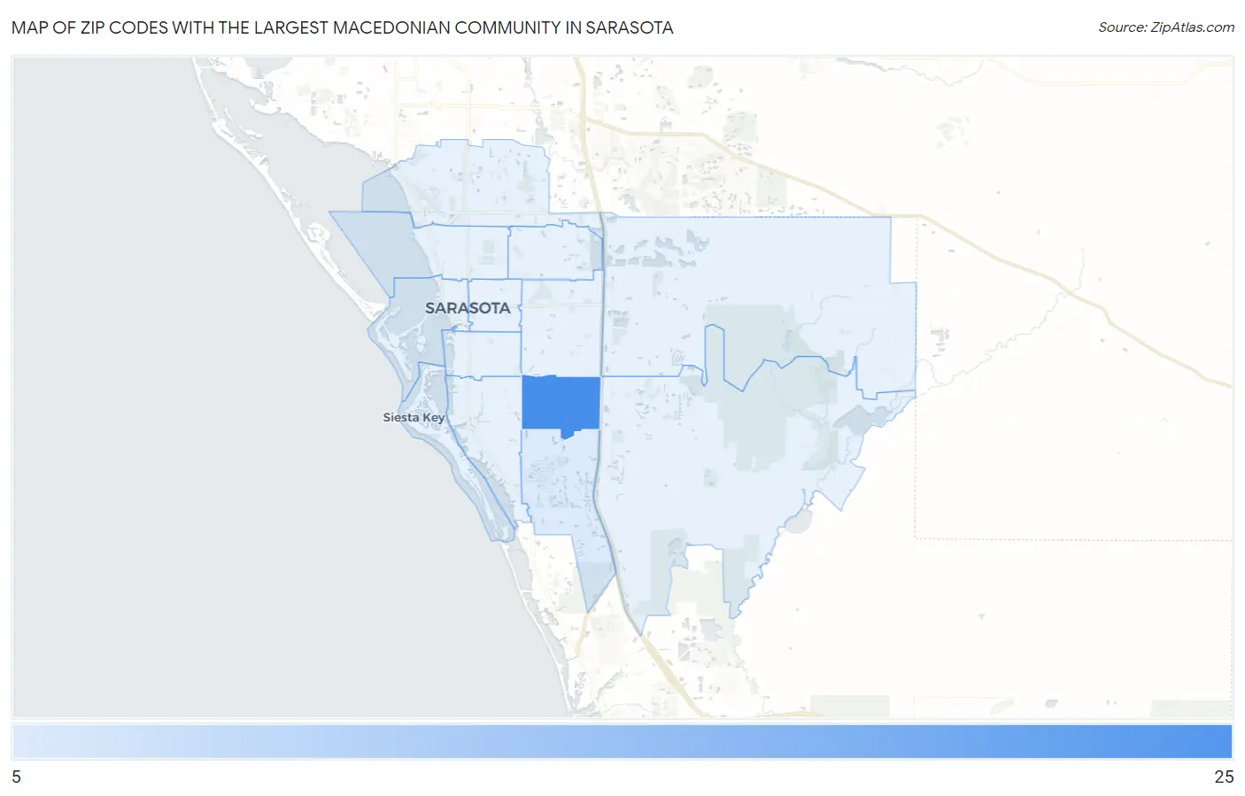 Zip Codes with the Largest Macedonian Community in Sarasota Map